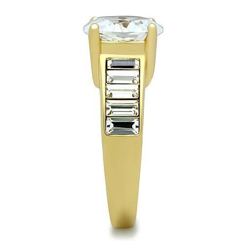 TK1675 - IP Gold(Ion Plating) Stainless Steel Ring with AAA Grade CZ in Clear