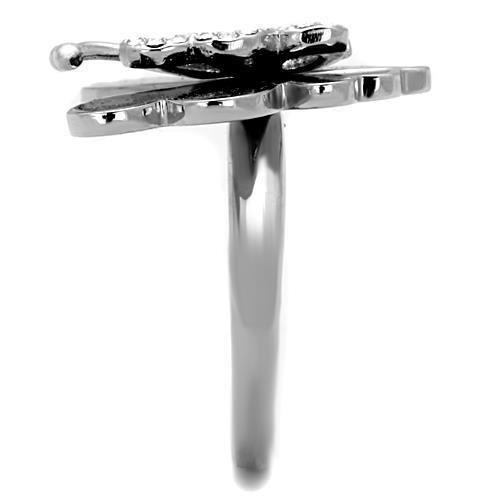 TK1676 - High polished (no plating) Stainless Steel Ring with Top Grade Crystal in Clear