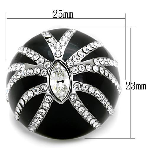 TK1679 - High polished (no plating) Stainless Steel Ring with Top Grade Crystal in Clear