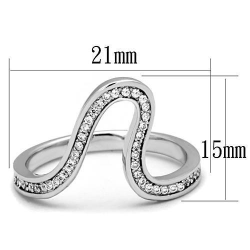 TK1680 - High polished (no plating) Stainless Steel Ring with AAA Grade CZ in Clear