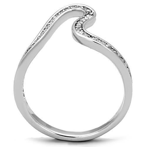 TK1680 - High polished (no plating) Stainless Steel Ring with AAA Grade CZ in Clear