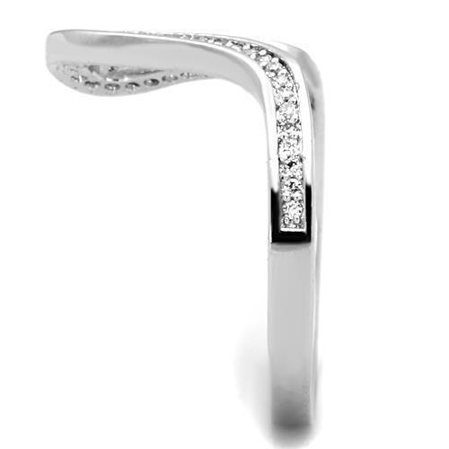 TK1680 - High polished (no plating) Stainless Steel Ring with AAA Grade CZ in Clear