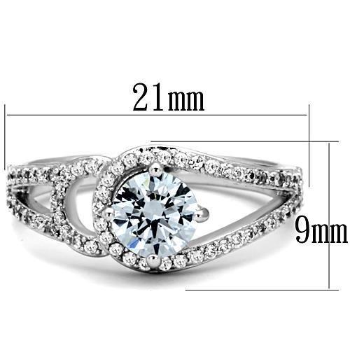 TK1681 - High polished (no plating) Stainless Steel Ring with AAA Grade CZ in Clear