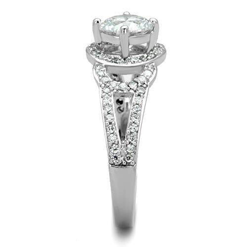 TK1681 - High polished (no plating) Stainless Steel Ring with AAA Grade CZ in Clear