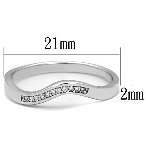 TK1682 - High polished (no plating) Stainless Steel Ring with AAA Grade CZ in Clear