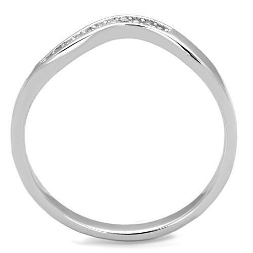 TK1682 - High polished (no plating) Stainless Steel Ring with AAA Grade CZ in Clear