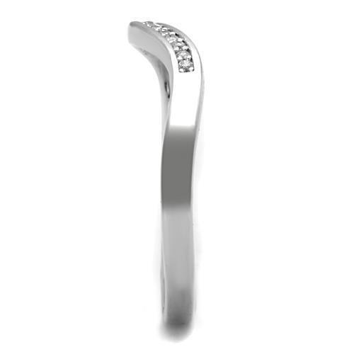 TK1682 - High polished (no plating) Stainless Steel Ring with AAA Grade CZ in Clear