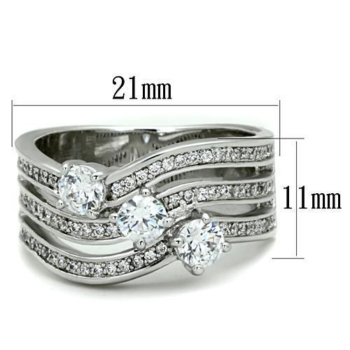TK1683 - High polished (no plating) Stainless Steel Ring with AAA Grade CZ in Clear