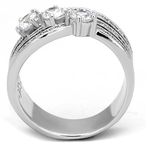 TK1683 - High polished (no plating) Stainless Steel Ring with AAA Grade CZ in Clear