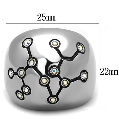 TK1685 - High polished (no plating) Stainless Steel Ring with Top Grade Crystal in White AB