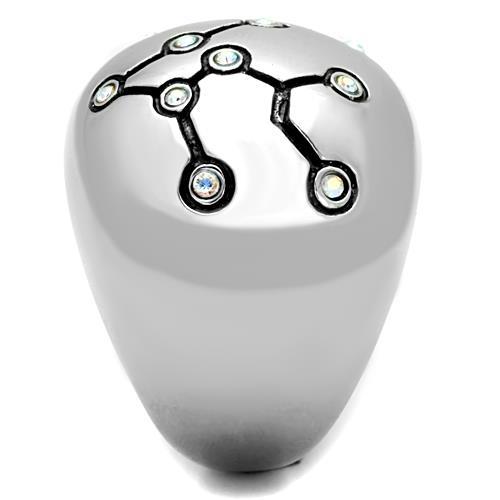 TK1685 - High polished (no plating) Stainless Steel Ring with Top Grade Crystal in White AB