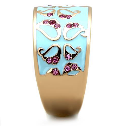 TK1689 - IP Rose Gold(Ion Plating) Stainless Steel Ring with Top Grade Crystal in Rose