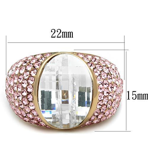 TK1692 - IP Rose Gold(Ion Plating) Stainless Steel Ring with AAA Grade CZ in Clear