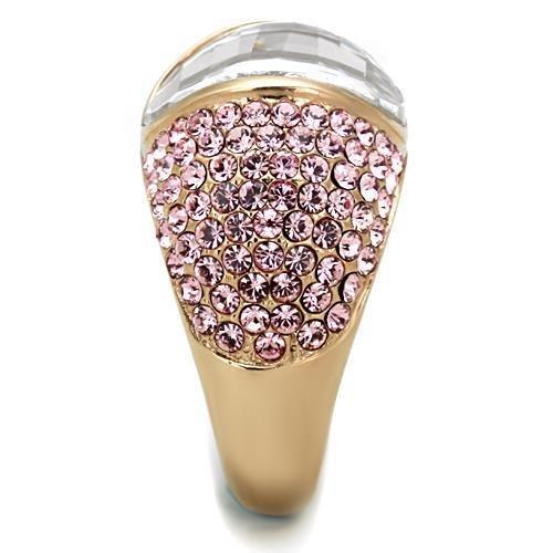 TK1692 - IP Rose Gold(Ion Plating) Stainless Steel Ring with AAA Grade CZ in Clear