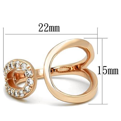 TK1694 - IP Rose Gold(Ion Plating) Stainless Steel Ring with AAA Grade CZ in Clear