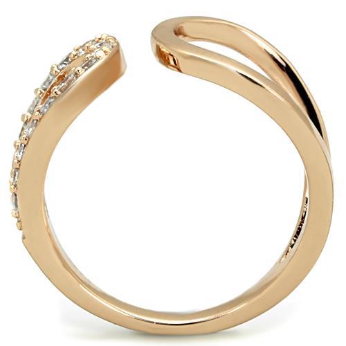 TK1694 - IP Rose Gold(Ion Plating) Stainless Steel Ring with AAA Grade CZ in Clear