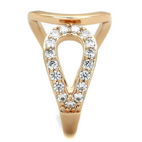 TK1694 - IP Rose Gold(Ion Plating) Stainless Steel Ring with AAA Grade CZ in Clear