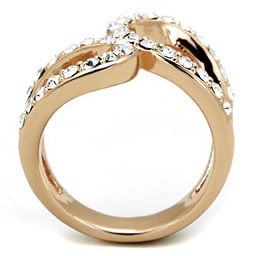 TK1695 - IP Rose Gold(Ion Plating) Stainless Steel Ring with Top Grade Crystal in Clear