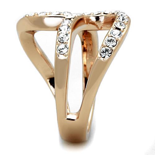 TK1695 - IP Rose Gold(Ion Plating) Stainless Steel Ring with Top Grade Crystal in Clear