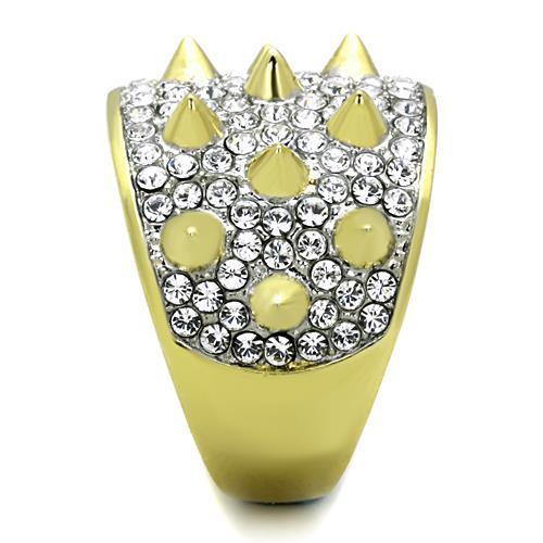 TK1697 - Two-Tone IP Gold (Ion Plating) Stainless Steel Ring with Top Grade Crystal in Clear