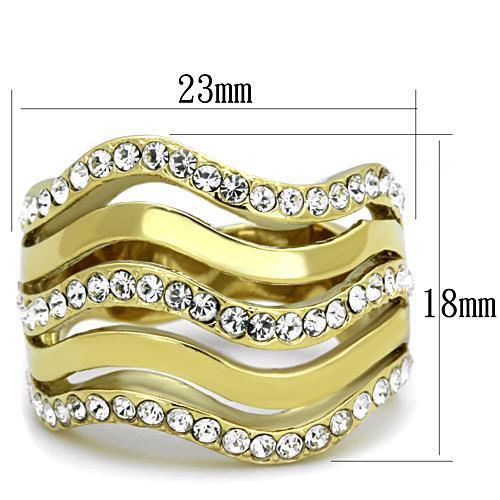 TK1700 - IP Gold(Ion Plating) Stainless Steel Ring with Top Grade Crystal in Clear
