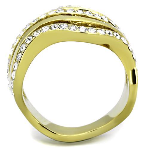 TK1700 - IP Gold(Ion Plating) Stainless Steel Ring with Top Grade Crystal in Clear