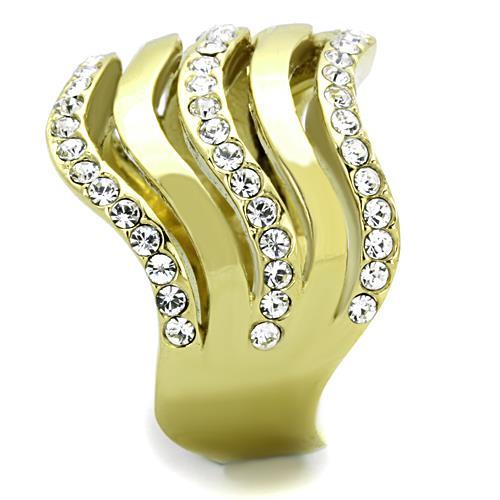 TK1700 - IP Gold(Ion Plating) Stainless Steel Ring with Top Grade Crystal in Clear