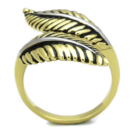 TK1707 - Two-Tone IP Gold (Ion Plating) Stainless Steel Ring with Epoxy in Jet