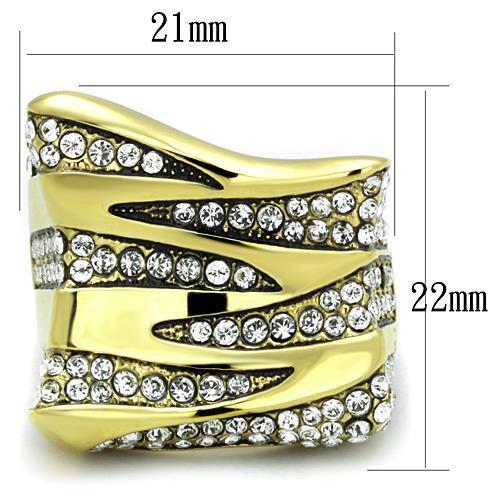 TK1709 - IP Gold(Ion Plating) Stainless Steel Ring with Top Grade Crystal in Clear