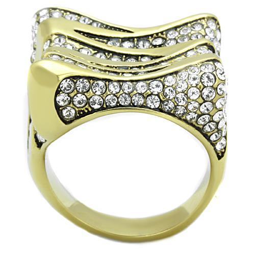 TK1709 - IP Gold(Ion Plating) Stainless Steel Ring with Top Grade Crystal in Clear