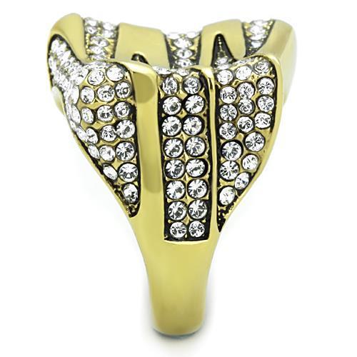 TK1709 - IP Gold(Ion Plating) Stainless Steel Ring with Top Grade Crystal in Clear