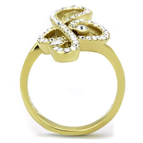 TK1714 - IP Gold(Ion Plating) Stainless Steel Ring with Top Grade Crystal in Clear