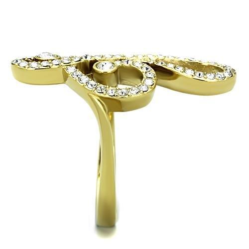 TK1714 - IP Gold(Ion Plating) Stainless Steel Ring with Top Grade Crystal in Clear
