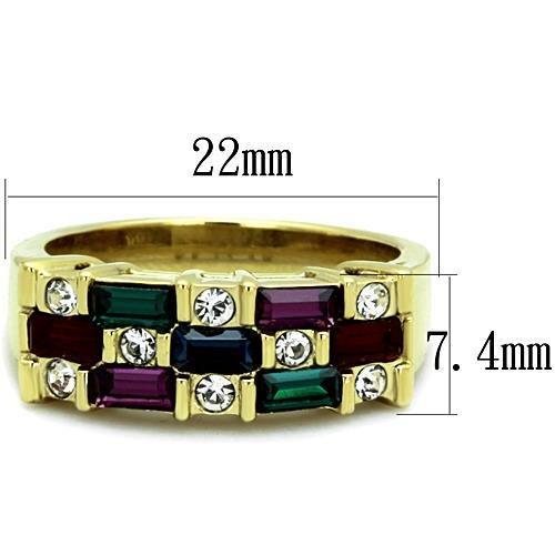 TK1719 - IP Gold(Ion Plating) Stainless Steel Ring with Top Grade Crystal in Multi Color