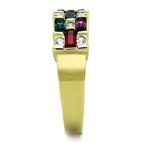 TK1719 - IP Gold(Ion Plating) Stainless Steel Ring with Top Grade Crystal in Multi Color