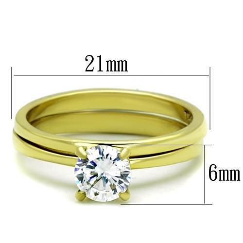 TK1721 - IP Gold(Ion Plating) Stainless Steel Ring with AAA Grade CZ in Clear