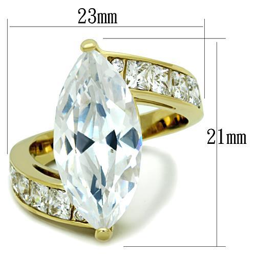TK1723 - IP Gold(Ion Plating) Stainless Steel Ring with AAA Grade CZ in Clear