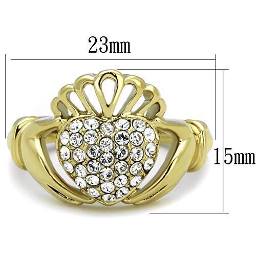 TK1724 - IP Gold(Ion Plating) Stainless Steel Ring with Top Grade Crystal in Clear