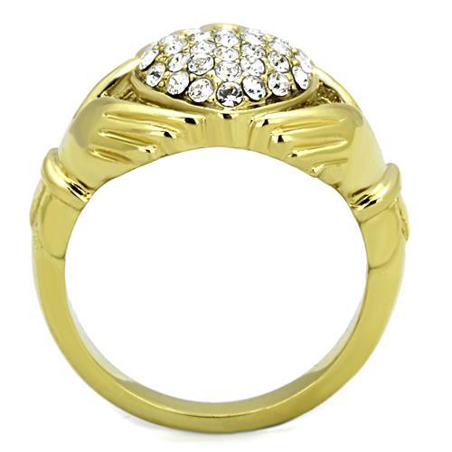 TK1724 - IP Gold(Ion Plating) Stainless Steel Ring with Top Grade Crystal in Clear