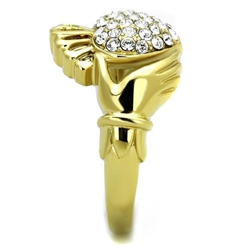 TK1724 - IP Gold(Ion Plating) Stainless Steel Ring with Top Grade Crystal in Clear