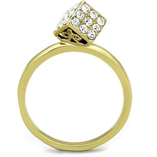 TK1725 - IP Gold(Ion Plating) Stainless Steel Ring with Top Grade Crystal in Clear