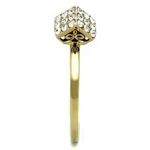 TK1725 - IP Gold(Ion Plating) Stainless Steel Ring with Top Grade Crystal in Clear
