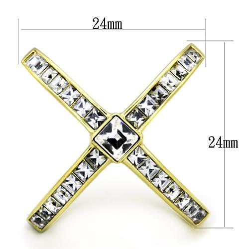 TK1726 - IP Gold(Ion Plating) Stainless Steel Ring with Top Grade Crystal in Clear