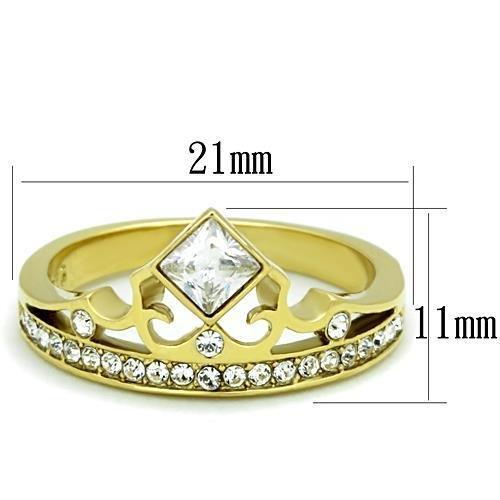 TK1727 - IP Gold(Ion Plating) Stainless Steel Ring with AAA Grade CZ in Clear