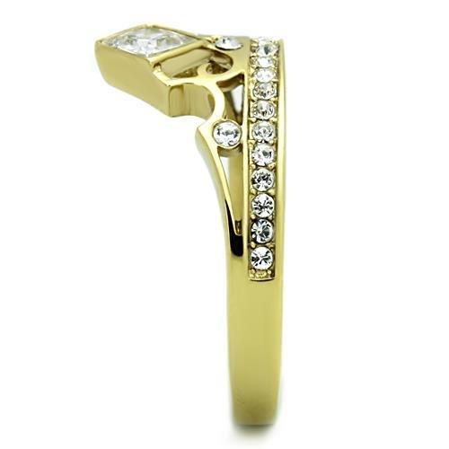 TK1727 - IP Gold(Ion Plating) Stainless Steel Ring with AAA Grade CZ in Clear
