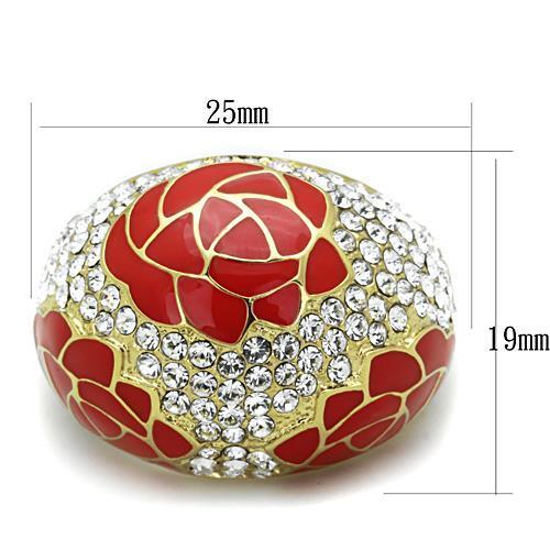 TK1728 - IP Gold(Ion Plating) Stainless Steel Ring with Top Grade Crystal in Clear