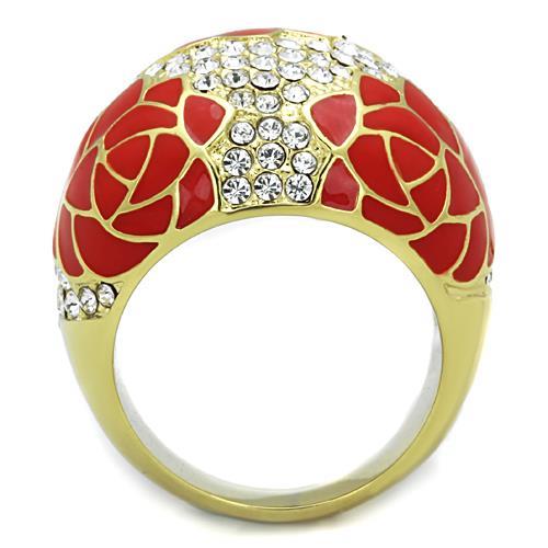 TK1728 - IP Gold(Ion Plating) Stainless Steel Ring with Top Grade Crystal in Clear