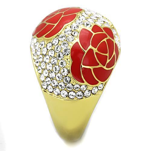 TK1728 - IP Gold(Ion Plating) Stainless Steel Ring with Top Grade Crystal in Clear