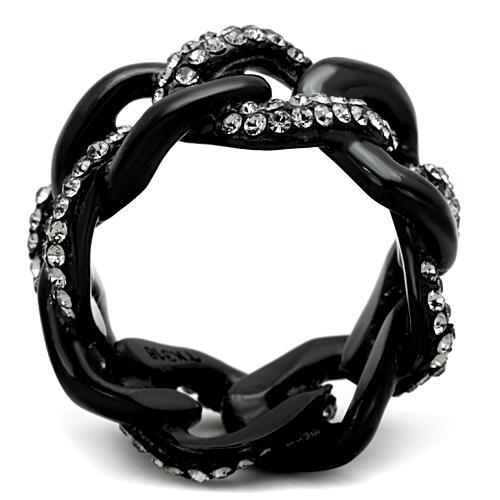 TK1731 - IP Black(Ion Plating) Stainless Steel Ring with Top Grade Crystal in Black Diamond