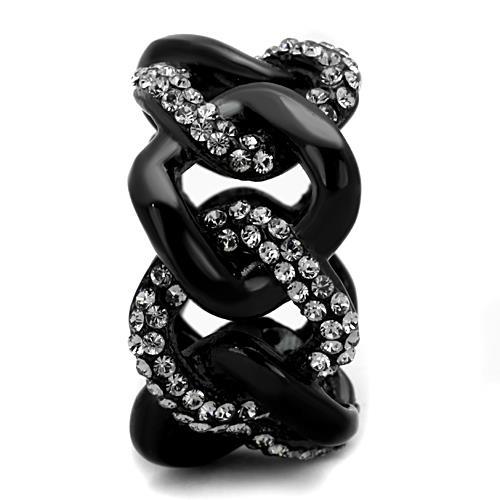 TK1731 - IP Black(Ion Plating) Stainless Steel Ring with Top Grade Crystal in Black Diamond